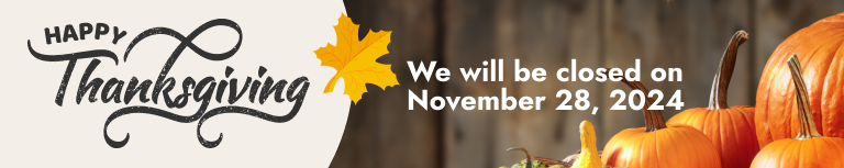 Thanksgiving Banner | We are closed November 28th